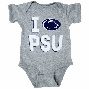 heather gray onesie with I Penn State Athletic Logo PSU